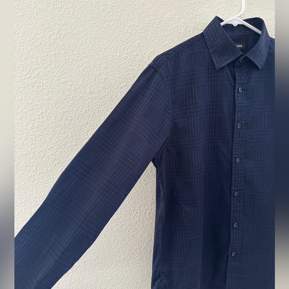 Michael Kors Blue Plaid Slim Fit Men’s Button down Small - Picture 4 of 10